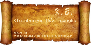 Kleinberger Bársonyka névjegykártya